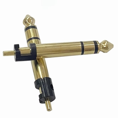 6.35mm stéréo plaqué or 3 pôles stéréo audio connecteur masculin microphone audio prise pour casque