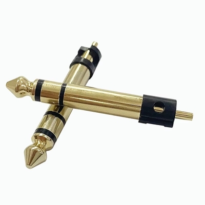 6.35mm stéréo plaqué or 3 pôles stéréo audio connecteur masculin microphone audio prise pour casque